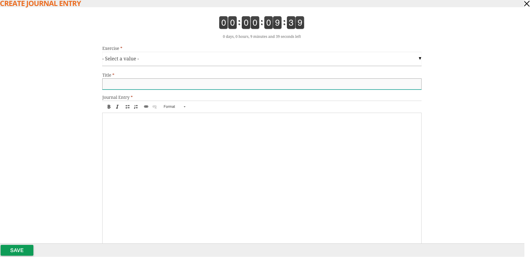 Screenshot of writing exercises