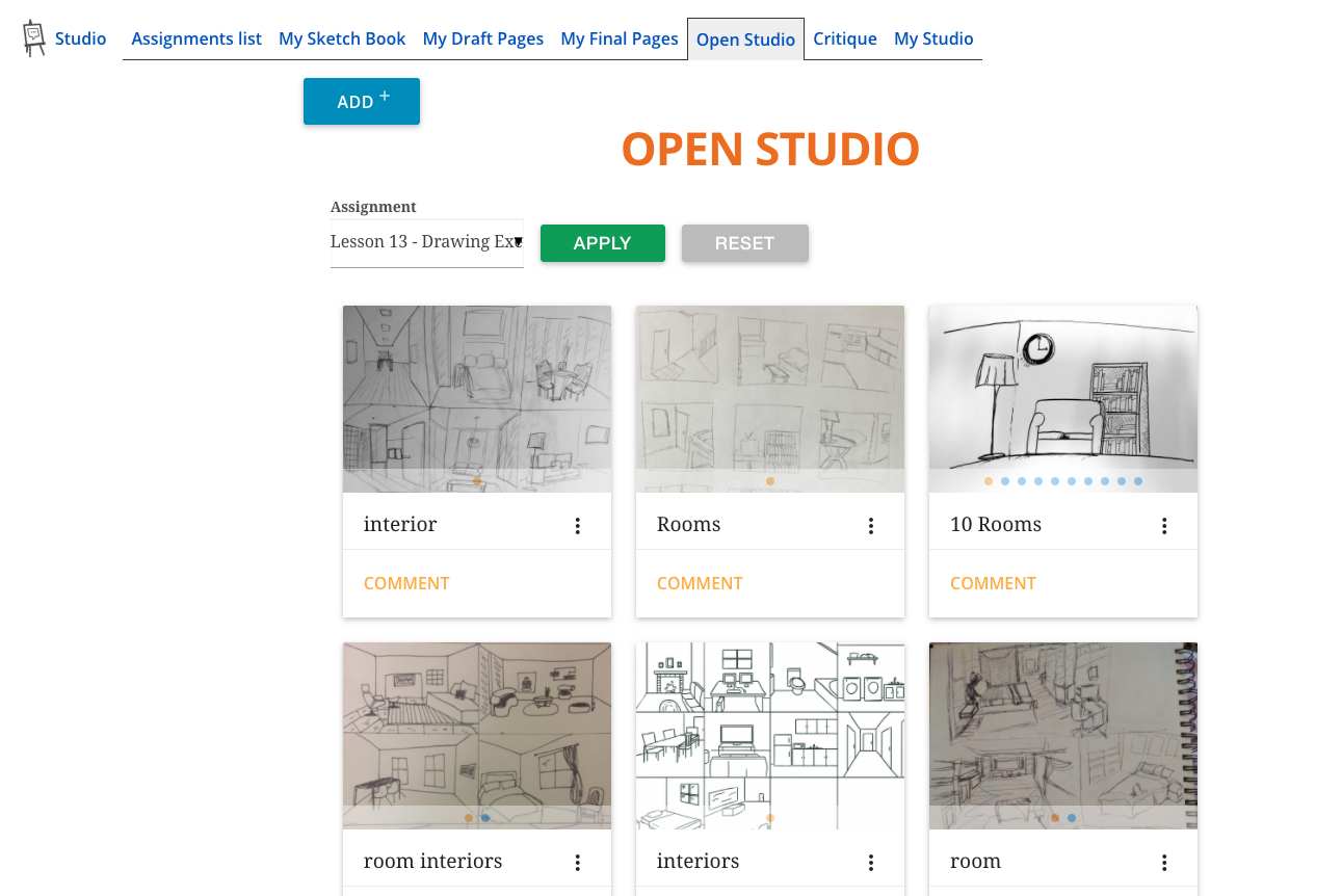 Screenshot of student work and critique feedback